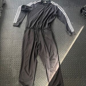 Adidas Black Jumpsuit with White Stripes